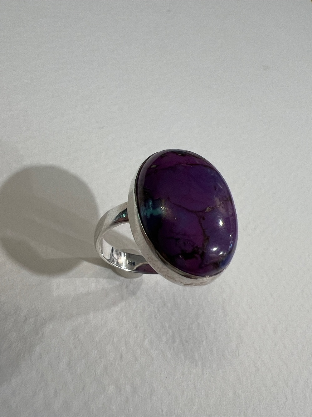 Sterling Silver Purple Mojave Turquoise Statement Ring - Picture 2 of 8